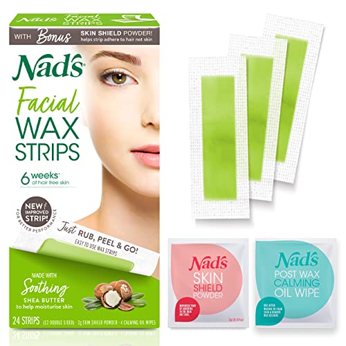 Nad's Facial (48 Strips) and Body (24 Strips) Wax Hair Removal Kits for Women - Natural Beeswax Formula