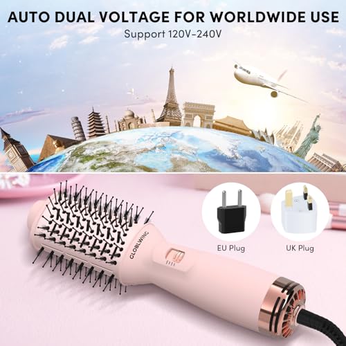 Automatic Dual Voltage Travel Hair Dryer Brush Compact Mini Hot Air