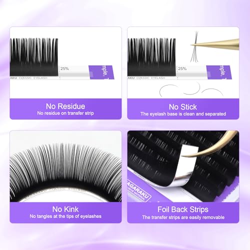 NAGARAKU Eyelash Extensions 0.03mm D Curl 7-15mm Mixed Length Individual Lashes Extensions Classic Matte Black 54 Rows Large Tray Soft Natural Professional Beauty Salon Lash Supplies