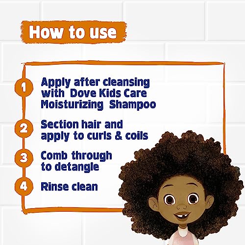 Dove Kids Shampoo & Conditioner Set with Shea Butter & Coconut Oil + 2-in-1 Detangler Spray, ¡°Hair Love¡± Wavy, Coily, Curly Hair Products for Kids (Pack of 2)