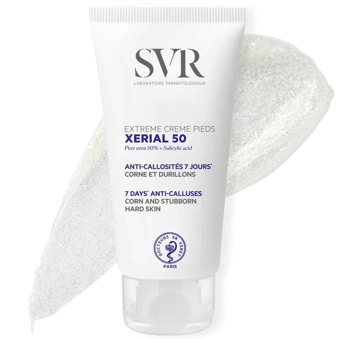 SVR Xerial 50 Extreme Foot Gel With Salicylic Acid & 50% Pure Urea For Severely Dry, Cracked, Rough, Stubborn Hard Skin Prone To Corns And Calluses. Relief For Extremely Dry Feet 1.7 Fl.oz.