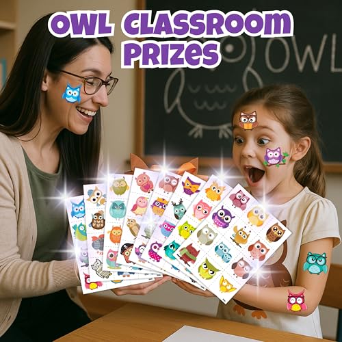 96PCS Owl Temporary Tattoos Stickers for Kids - Cute Party Favors, Birthday Party Tattoos, Classroom Prizes, Christmas & School Gifts, Fun Tattoos for Boys & Girls