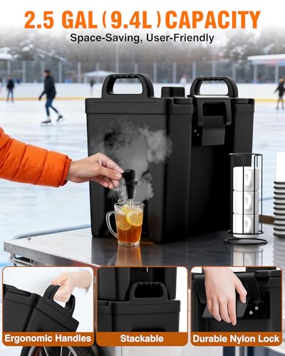 Black 2.5 Gallon Insulated Beverage Dispenser Thermal Drink Server
