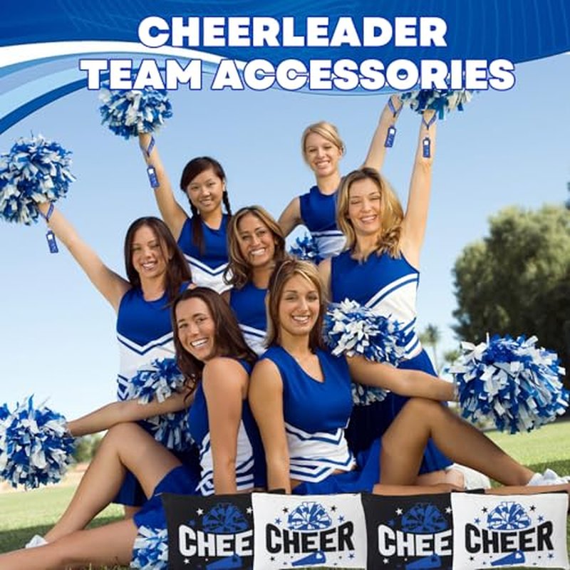 60 Pcs Cheerleader Gifts Bulk Cheer Team Gifts for Women with Cheerleader Cosmetic Bags Makeup Mirror Bracelets Lipstick Holder Keychains Lanyard Cheer Team Party Favors(Blue White)