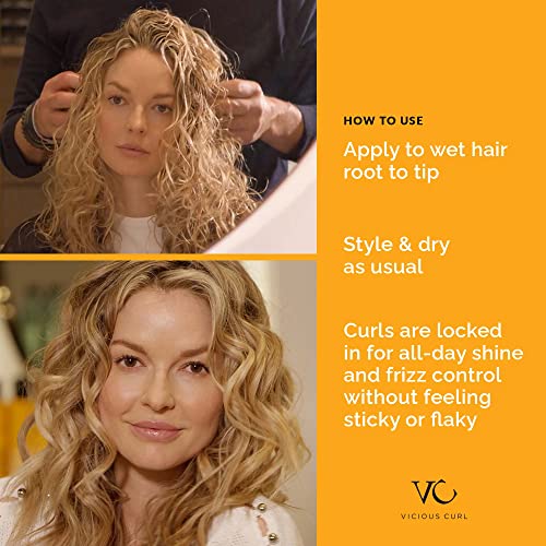 VICIOUS CURL Lock Gel - No-Crunch Curl Defining Gel for Wavy & Curly Hair, Medium-Strong Hold, 6 Fl Oz