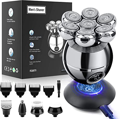 6-in-1 Electric Head Shaver for Bald Men Wet Dry Cordless Rechargeable Skull Razor