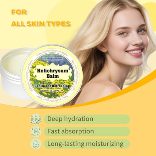 J-PRQ Helichrysum Essential Oil Balm: Plant-Powered Skin Healing | Natural Salve for Veins, Dry Skin & Hydration | Infused with Shea Butter, Beeswax & Almond Oil | 2.5oz