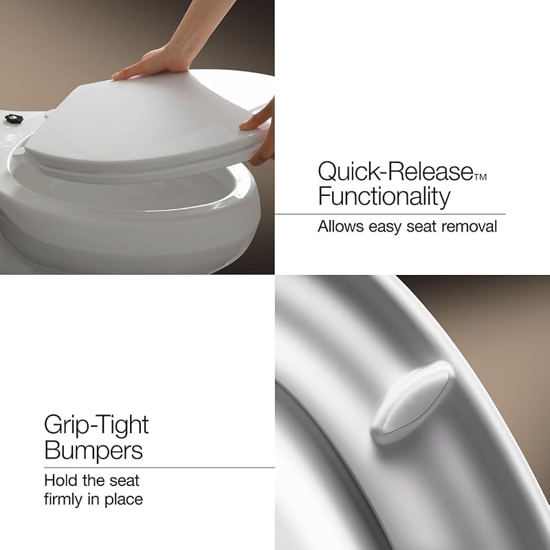 Kohler Hyten Elevated Quiet-Close Round Toilet Seat, 3-Inch Height, White, Pack of 2
