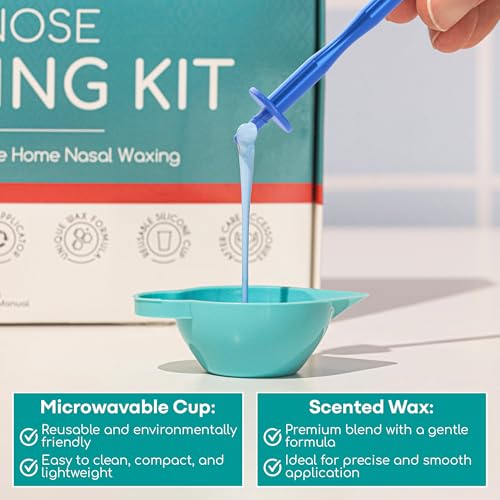 Medi Grade Eco-friendly Nose Wax Kit for Men and Women, 26 Applications, Reusable Metal Nose Wax Stick, Microwavable Cup - Nose Hair Wax Removal for Unsightly, Itchy Nasal Hair