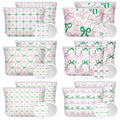 Abbylike 12 Set Pink and Green Party Favor Bow Makeup Bag Compact Mirrors Coquette Preppy Bow Gift for Women Halloween Birthday Bridal Shower Bachelorette Girly Witch and Princess Party Supply