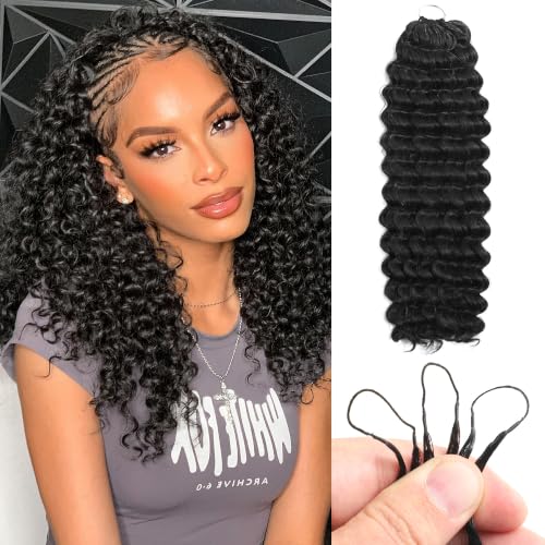Nescorner Feather Crochet Hair 14 Inch Deep Wave 100 Strands for Black Women - 1B