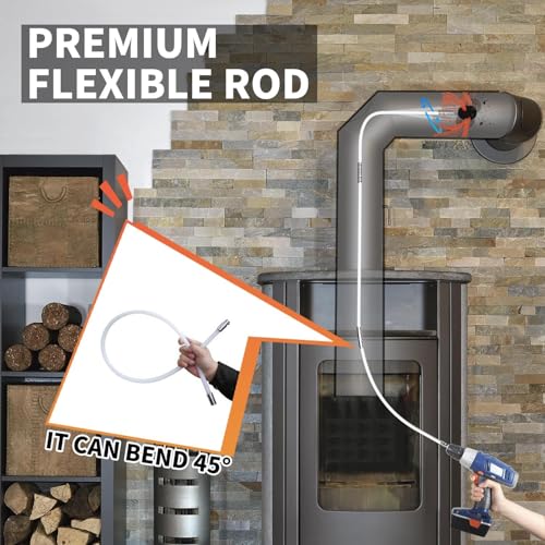 Sealegend 46 Feet Chimney Sweep Kit with Flexible Rods & Brush for Fireplace Cleaning