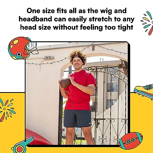 Watt's Wigs Mahomes Star Athlete Headband Wig - Long Blonde Hair with Printed Headband - One Size Fits All