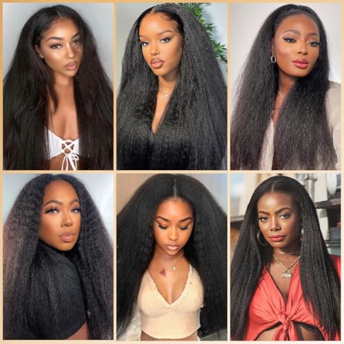 Piuneo Kinky Straight Human Hair Bundles 12 Inch Natural Black Yaki Straight
