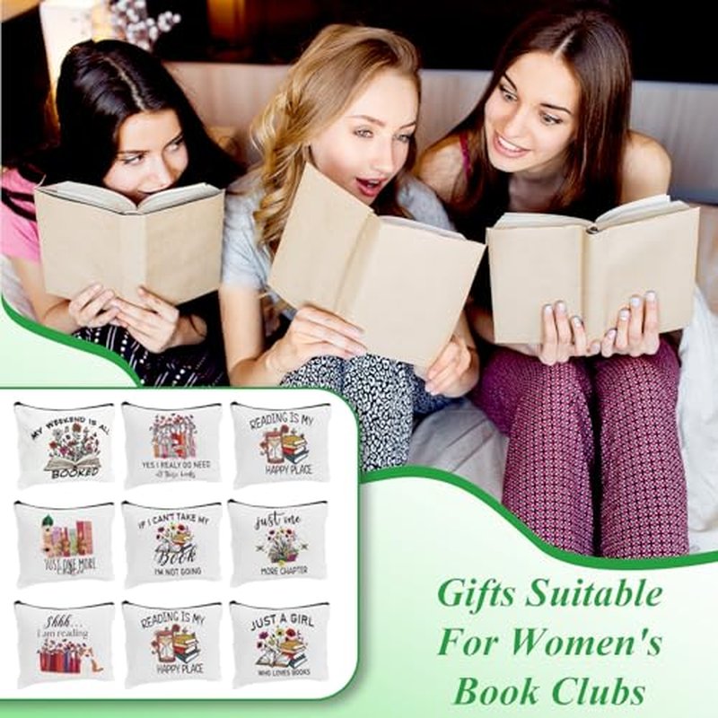 8 Pcs Book Makeup Bag Set£¬Book Cosmetic Bag with Zipper Pouch for Teen Adult Women Gifts for Books Lover and Club A Perfect Blend of Style and Functionality(Book)
