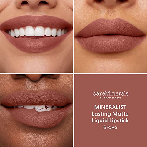 bareMinerals Mineralist Lasting Matte Liquid Lipstick Brave - Velvet Finish, All-Day Wear
