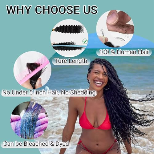 Seveco Deep Wave Braiding Human Hair - 22 Inch Virgin Curly Bundles, Knotless Boho Braids, 120g
