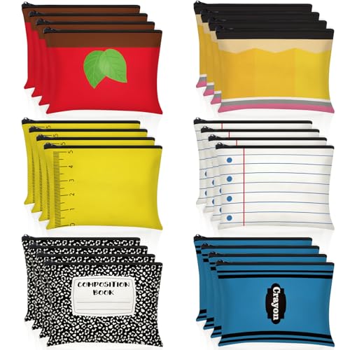 Classic Teacher Appreciation Makeup Bags Bulk Set - 24 Pcs Zipper Pencil Pouches for Back to School & Gifts