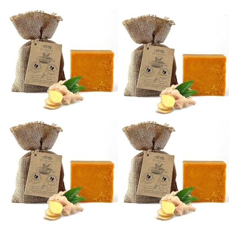 Dr.Ancient Turmeric Soap Bar, Organic Soap Bars Handcrafted the Traditional Way, Natural Chemical-Free, Vegan, Used for Face Wash, Body Wash, and Hand Cleansing, Nourishing Care (Pack of 4)