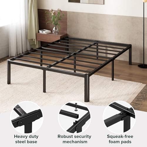 Full Metal Platform Bed Frame - 16 Inch Modern Steel Slat Support No Box Spring Black Variation of THIS listing