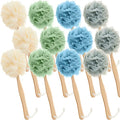 Multicolor 12 Pack Long Handle Loofah Back Scrubber for Shower - Dark Colors
