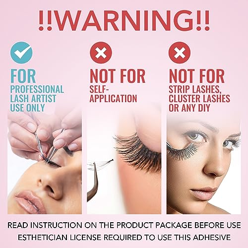 Transparent Eyelash Extension Glue Lash Glue for Eyelash Extensions 1-2 Sec Fast Drying/Retention ?7 Weeks / (0.17fl.oz / 5ml) Maximum Bonding Clear Pink Lash Adhesive Professional USE ONLY