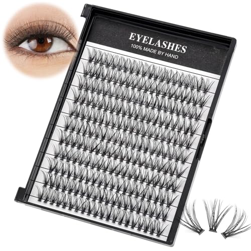 Short Lash Clusters Natural Cluster Eyelash Extensions 8-10-12MM Clear Band Cluster Lashes Extensions Wispy Individual Lashes CC-Curly Eyelash Clusters Pesta?as Postizas Naturales 144Pcs DIY Lashes