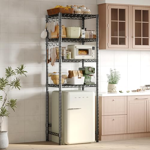 Homeiju 4-Tier Mini Fridge & Microwave Stand Adjustable Heavy Duty Metal Shelves