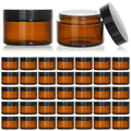 1oz Amber Glass Cosmetic Jars with Black Lids - Set of 36, UV-Protection, Reusable