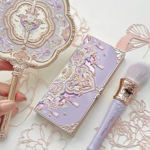 Flower Knows Butterfly Cloud Collar Embossed Six-Color Makeup Palette,Muted Purple-gray Face Palette with 4 Matte + 2 Shimmer Shades,Blendable Smooth Cute Make Up,0.23 oz(03 Incense Purple Haze)
