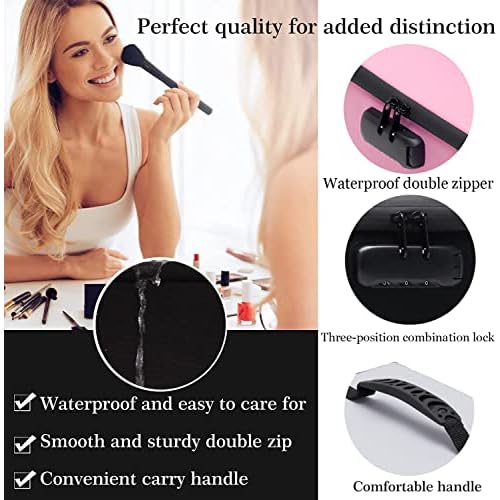 Portable Cosmetic Bag with Lock, Large Capacity Travel Makeup Case Organizer, Waterproof Makeup Bags for Girls Traveling With Handle and Divider Makeup Bag¡¦(Black)