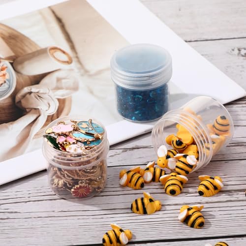 Meanplan 100 Pcs 1 oz Plastic Container Jars with Lids Round Leak Proof Refillable Small Cosmetic Jars for Lotion, Cream, Makeup, Eye Shadow, Rhinestone, Samples, Pot, Travel Storage(Clear)