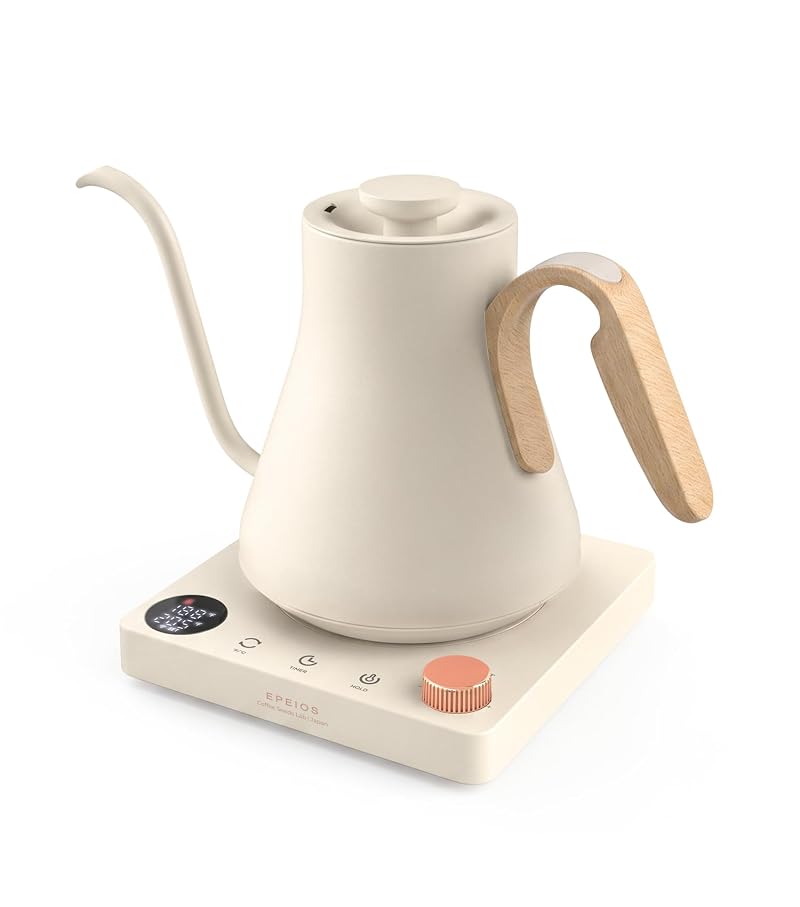 Epeios Gooseneck Electric Kettle 0.9L, 1200W, ±1°F Temperature Control, White