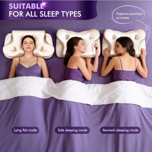 Dayme Orthopedic Memory Foam Pillow - Cooling Cervical Neck Support, Champagne