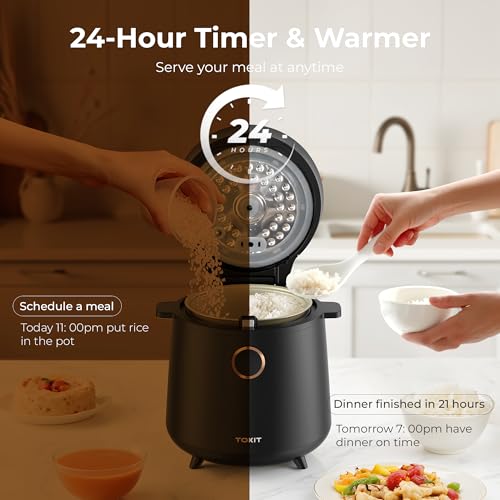 Mini Rice Cooker with 3-Cup Capacity and Black Finish - 9 Presets