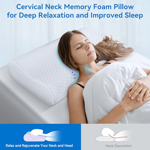 King Size Cervical Neck Pillow with Cooling Cover - Adjustable Memory Foam Support