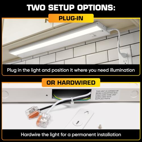 LED Under Cabinet Lighting 24 Inch White Hardwired Adjustable Color Temp