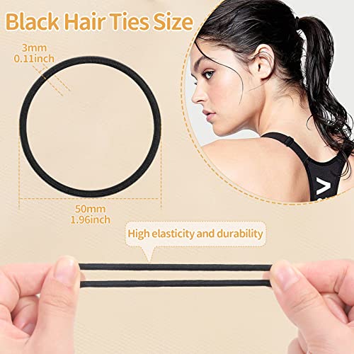 150 Pack Black Hair Ties for Thick Curly Hair Bulk Ponytail Holders - Variation of THIS Listing