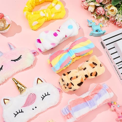 Sleepover Party Supplies Kit with Unicorn Eye Masks & Bow Headbands for Girls & Women