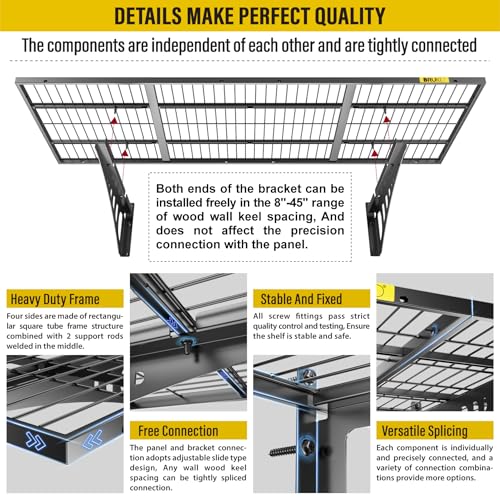 64x4ft Adjustable Wall Garage Storage Shelf Set - 4 Pack Black