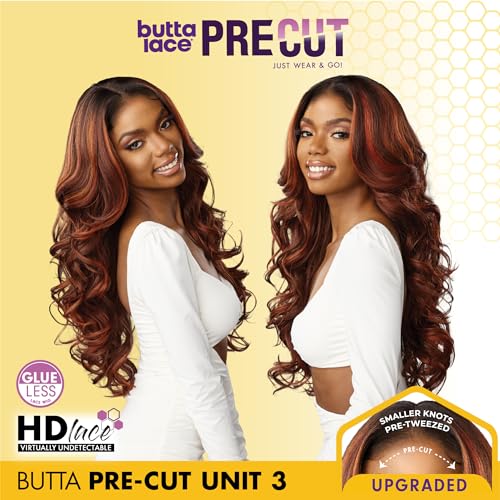 Sensationnel Butta Lace Precut Wig-Unit 3 Balayage Copper - Glueless Synthetic Hair
