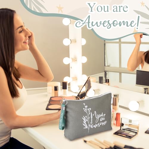 Fumete Motivational Canvas Makeup Bag & Keychain Set - Aesthetic
