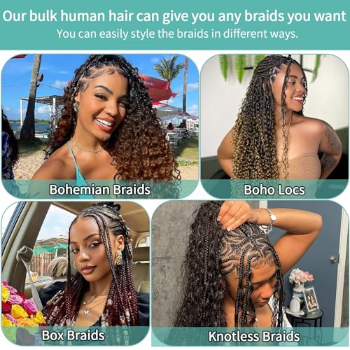 Balayage Curly Human Braiding Hair 20 Inch for Boho Braids - MOTFIN