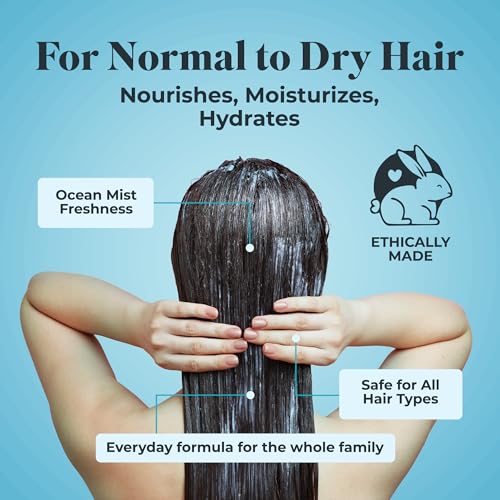 White Rain Moisturizing Shampoo - Ocean Mist Scent, 15 fl oz, Hydrating Shampoo for Men & Women, Paraben-Free & Cruelty-Free with White Lily, Green Tea & Rice Protein