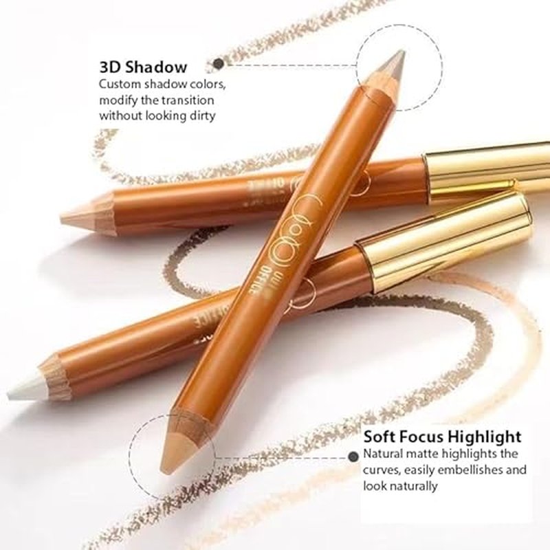 1 PC Double Ends Contour Pencil Highlighter, Multi Functional Facial Contour Highlighter Pencil(01#, 5g)