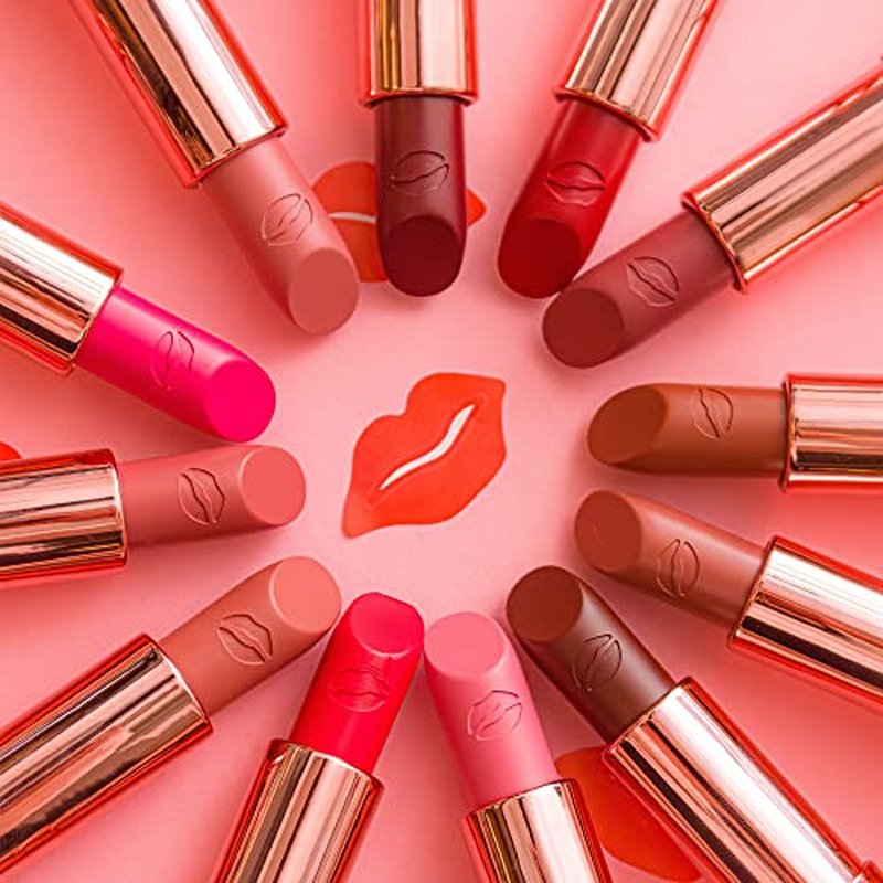 Makeup Revolution Satin Kiss Lipstick, Intense Color, Available In 12 Shades, Vegan & Cruelty-Free, Ruby, 3.5g