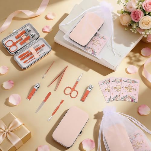 Pink Mothers Day Nail Care Gift Set with Case - 6-Piece Manicure Kit for Women & Mom