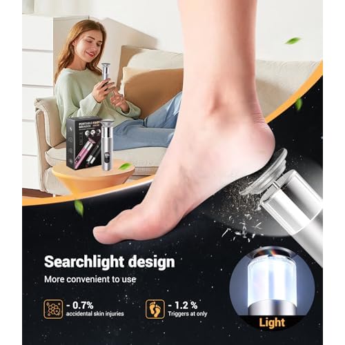 Electric Foot Callus Remover,Rechargeable Electric Callus Remover for Feet¡¼Variable 3-Speed & LED Light¡½¡¼Removes 99.92% of Calluses¡½ Portable Foot File Pedicure Kits with 30 Grit Pads-Silver