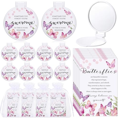 Cinnvoice 25 Set Inspirational Compact Mirrors for Women Butterfly Design