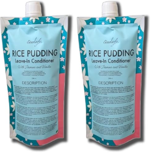 Ecoslay Rice Pudding Leave-In Conditioner 8oz for Curly & Damaged Hair - Moisturizer & Detangler (Pack of 2)